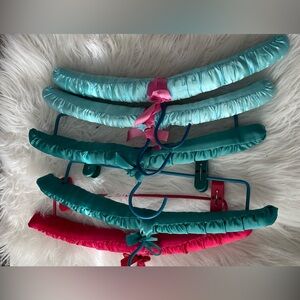 Satin Padded Hangers Set - Teal and Pink